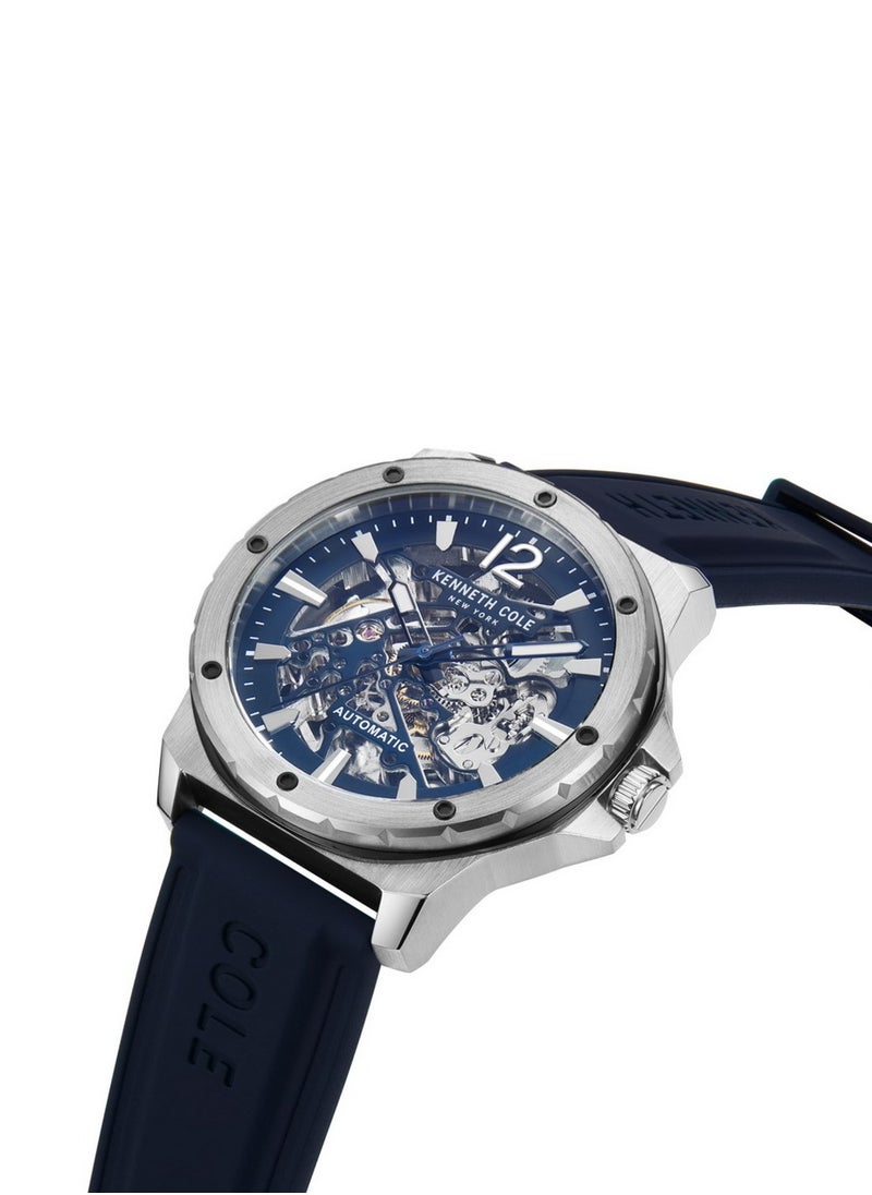 Kenneth Cole - Kenneth Cole Men Automatic Blue Silicone Strap Watch KCWGR2217402 - Image 1