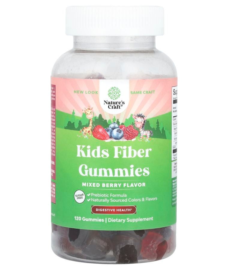 Nature's Craft Kids Fiber Gummies Sugar Free Mixed Berry 120 Gummies