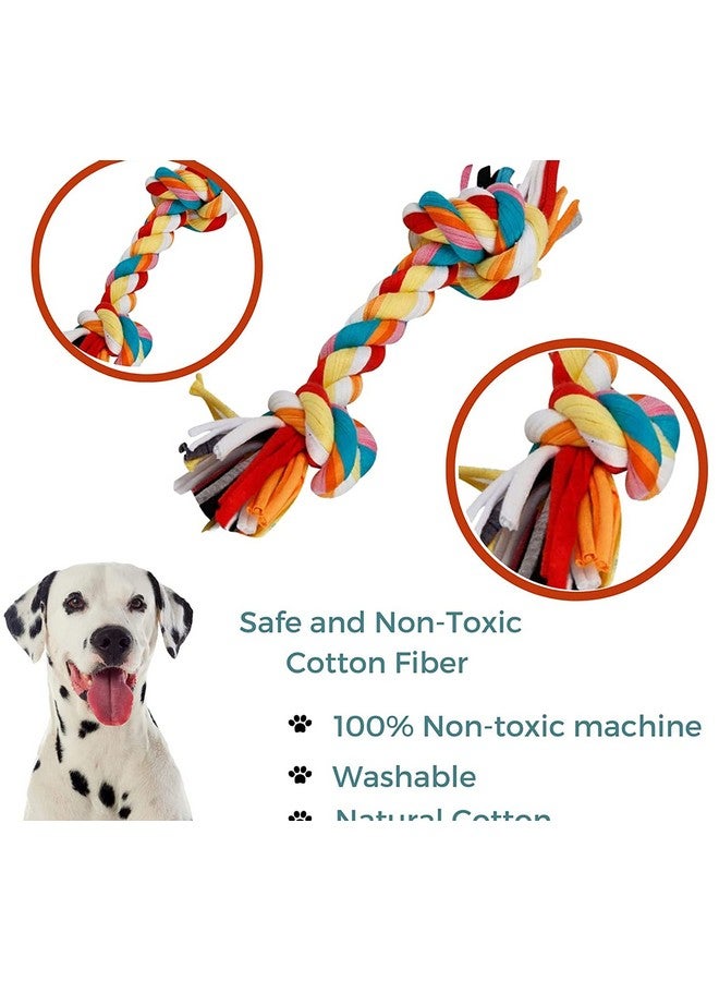مجموعة ألعاب حبل قطني متين - حبل مكون من عقدتين - حبل تنس مزدوج - حبل جزر | مضغ وتسنين للكلاب الصغيرة والمتوسطة الحجم (قد يختلف اللون) - Image 2