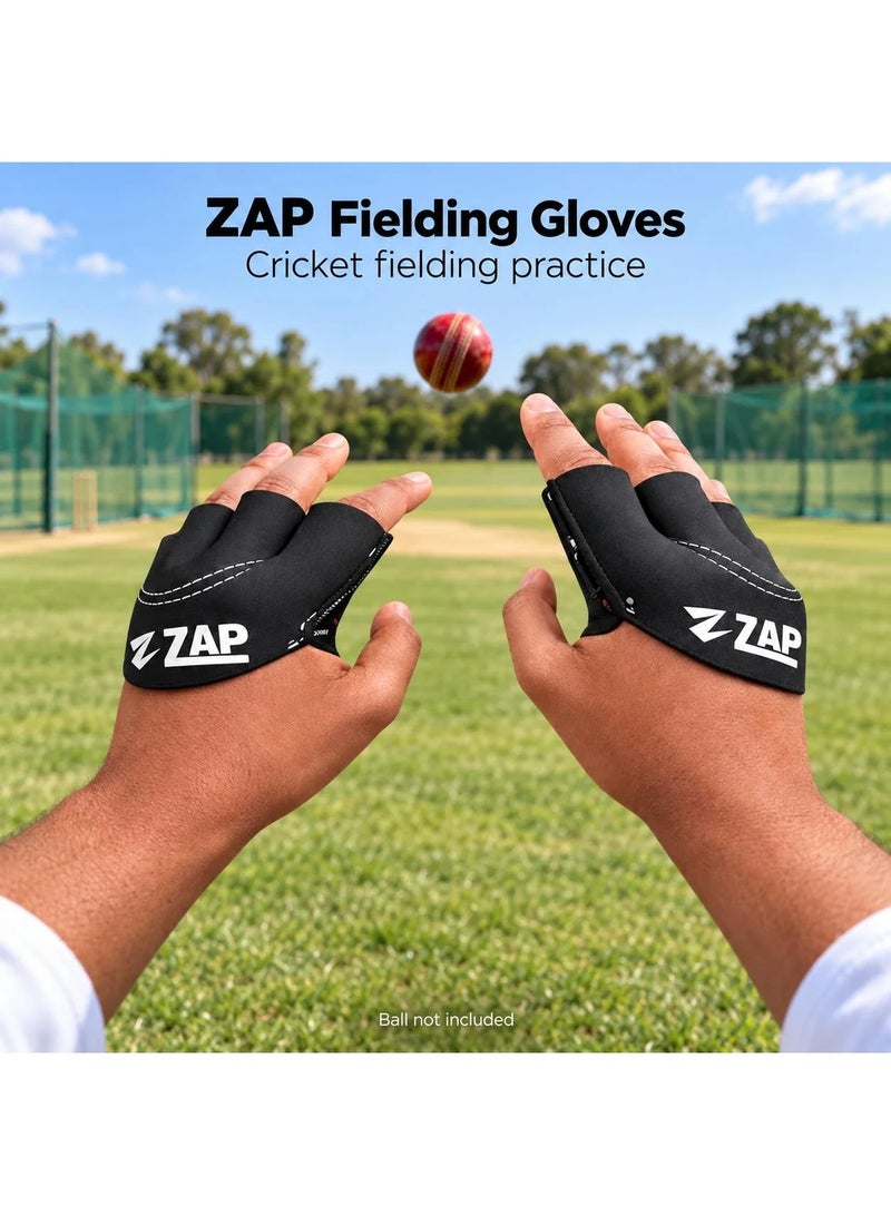 ZAP Fielding Gloves Black | Cricket Fielding Gloves - Black - Image 5