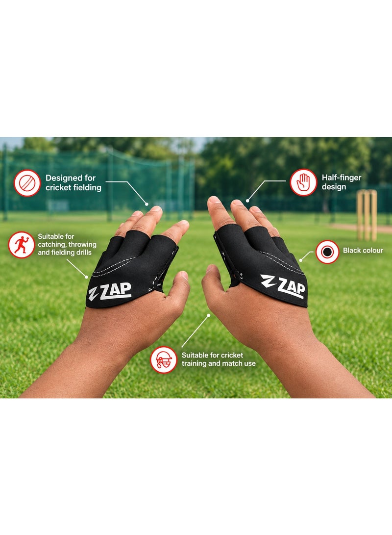 ZAP Fielding Gloves Black | Cricket Fielding Gloves - Black - Image 3