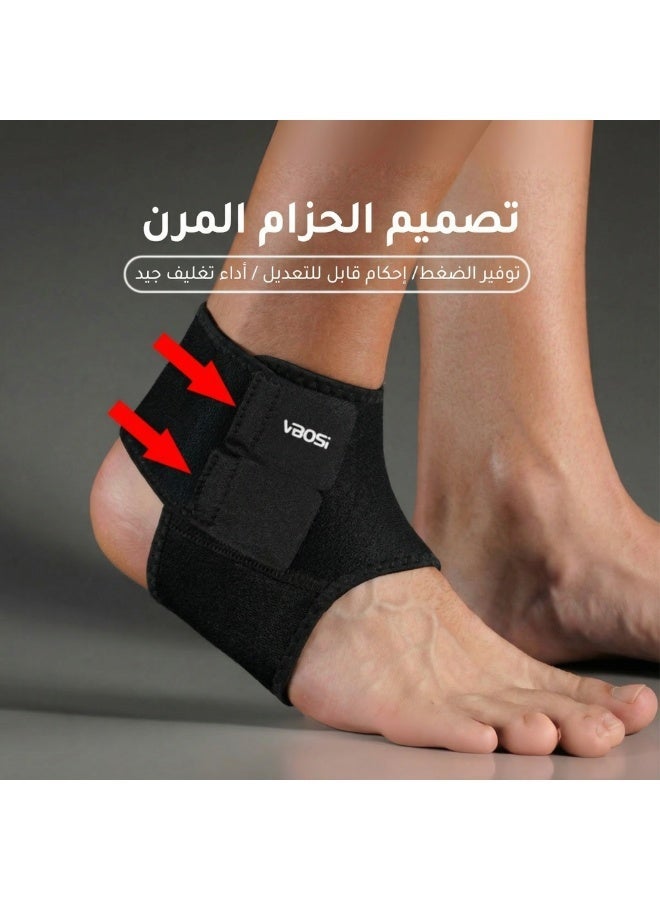 دعامة الكاحل (عبوتان من قطعتين)، دعامة كاحل بحزام قابل للتعديل وتمدد رباعي الاتجاهات للحماية من التواء الكاحل، دعامات كاحل قابلة للتنفس للرجال والنساء لكرة السلة والجري وكرة القدم (أسود) - Image 3