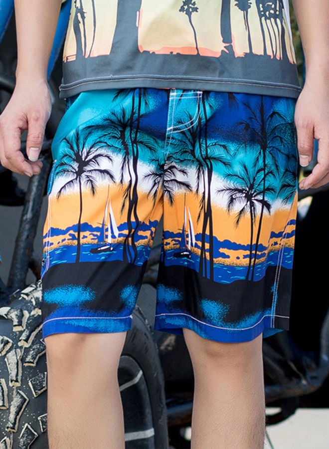 NIBEMINENT Coconut Tree Printed Swim Shorts Blue/Yellow/Black - Image 2
