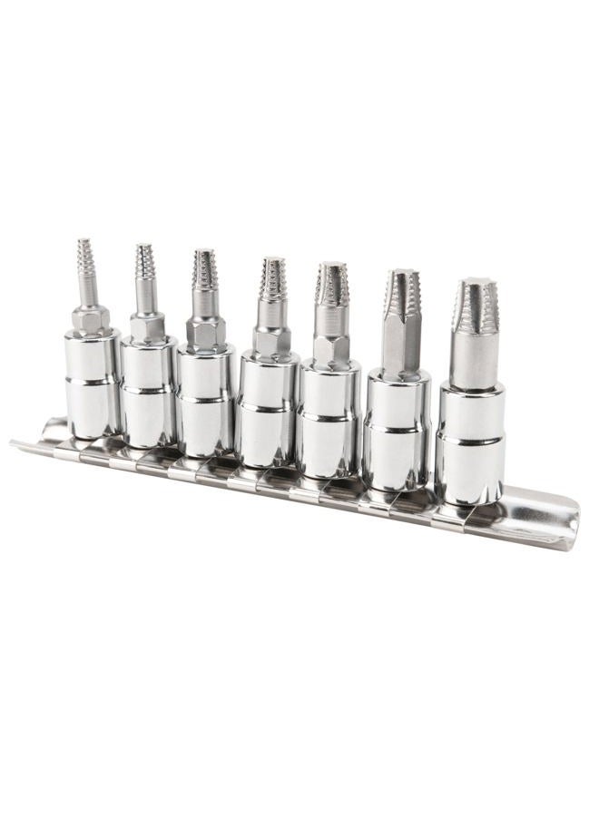 Performance Tool W36790 7pc 1/4" Drive X-Trax Set For Stripped Screw Extractor Kit for Broken Bolt Extractor All-Purpose HSS Bolt Extractor Screw Remover Set - Image 1