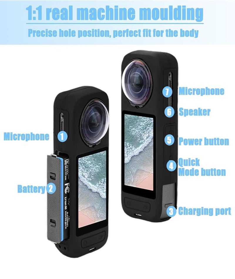 SQUISHCO Silicone Skin Cover for Action Camera, Anti-Scratch Protective Soft Silicone Cover, Lightweight Case for Action Camera,Compatible with Insta 360 X5 - Image 2