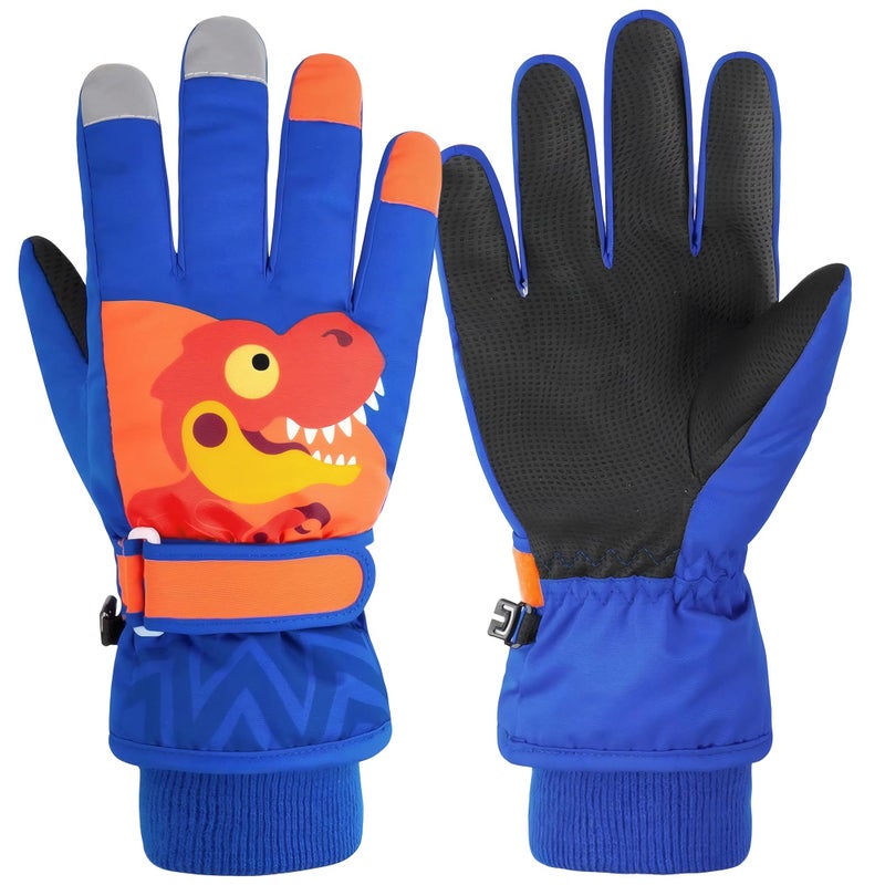 DARCHEN 3-12 Kids Snow Gloves Boys Winter Waterproof Ski Snowboarding Insulated Warm Windproof Cold Weather Sports Age Girls Years Olds (M-ODinosaur, S 3-6 Years Old Kids) - Image 1