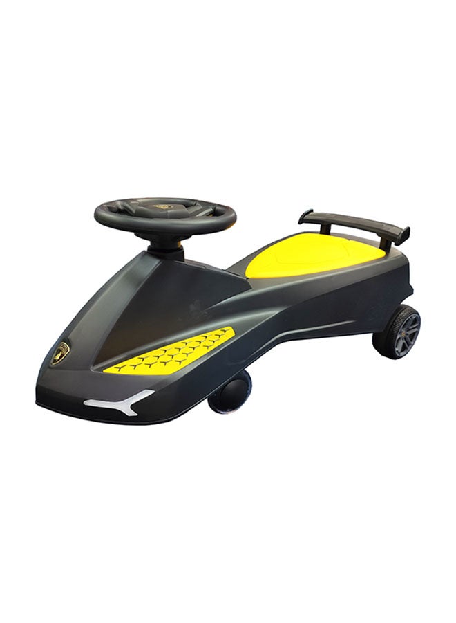 Lamborghini Swing Car Ride On with Lights and Sounds, 360 Rotation, Movable Rear Wing - Black - Image 2
