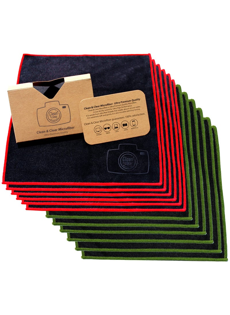 Clean & Clear Microfiber Clean  Clear Microfiber Cleaning Cloth Extra Large 12 Pack Ultra Premium Microfiber Cleaning Cloth  Microfiber Cloth for Camera Lens Glasses Screens and All Lens 