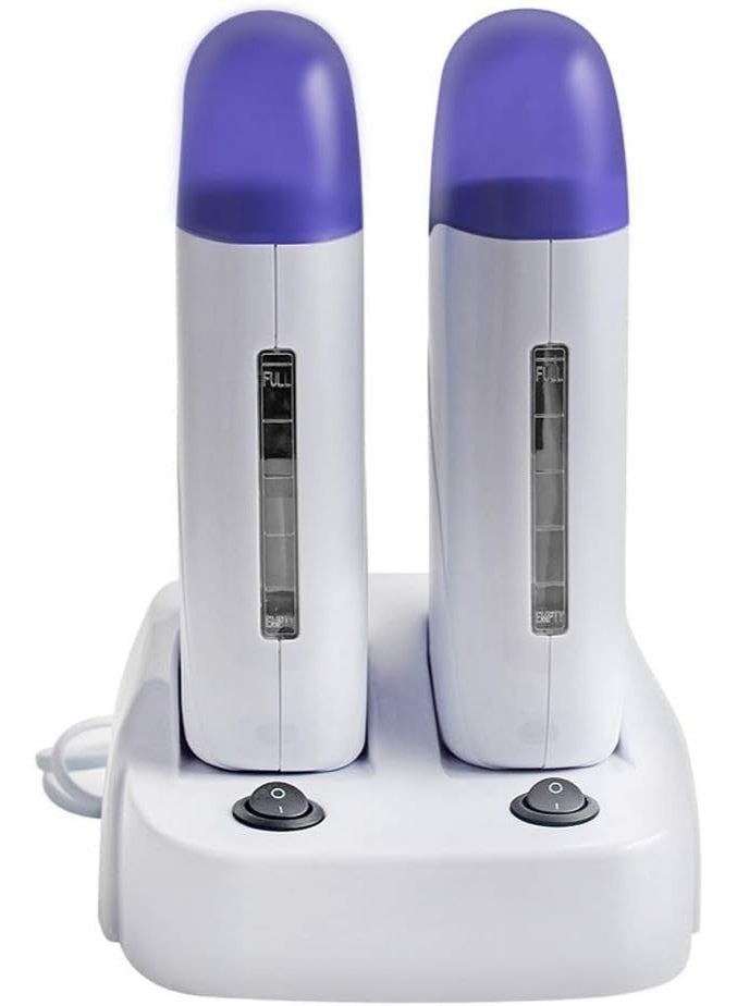 بي زد جهاز تسخين شمع مزدوج لإزالة الشعر – فتحتان 100 مل – تسخين سريع ومحمول – للاستخدام المنزلي والصالون - Image 1