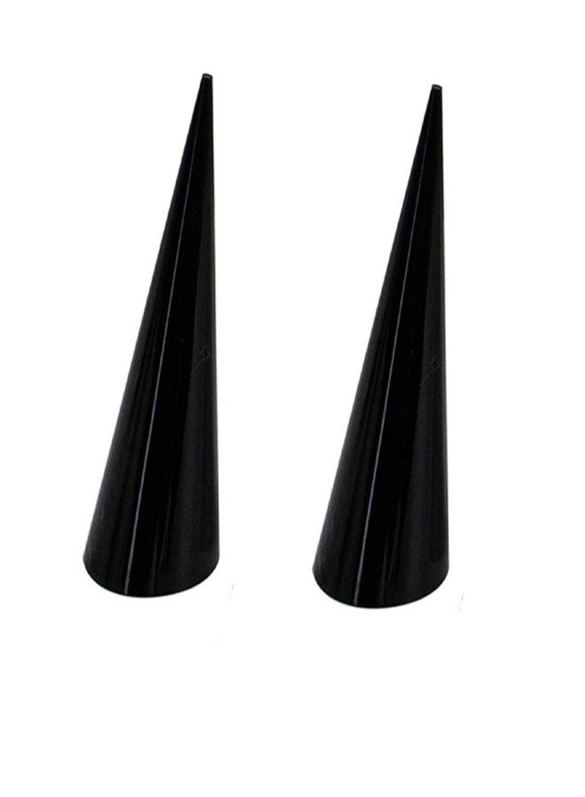 luzen 2Pcs Cone Shape Acrylic Jewelry Ring Display Holder Finger Ring Stand Single Ring Display Support Holder Decorative Display Stands for Jewelry Ring/Wedding Ring, Black - Image 1
