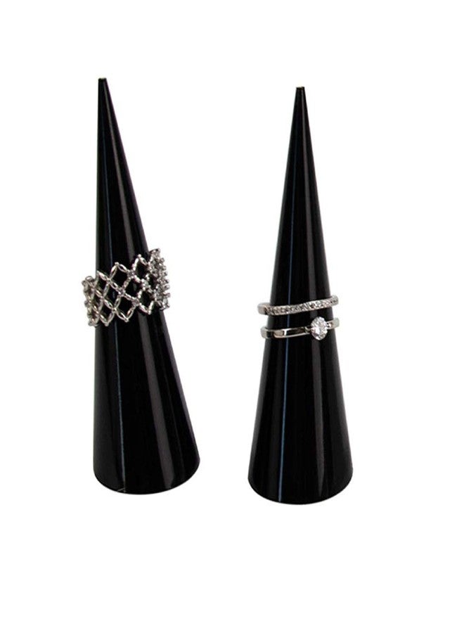 luzen 2Pcs Cone Shape Acrylic Jewelry Ring Display Holder Finger Ring Stand Single Ring Display Support Holder Decorative Display Stands for Jewelry Ring/Wedding Ring, Black - Image 2