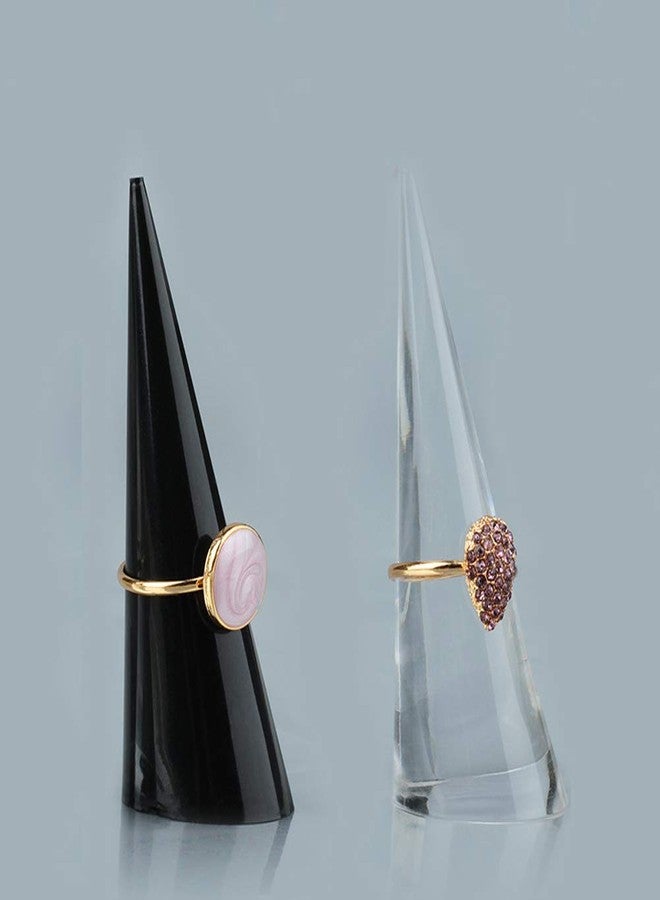 luzen 2Pcs Cone Shape Acrylic Jewelry Ring Display Holder Finger Ring Stand Single Ring Display Support Holder Decorative Display Stands for Jewelry Ring/Wedding Ring, Black - Image 4