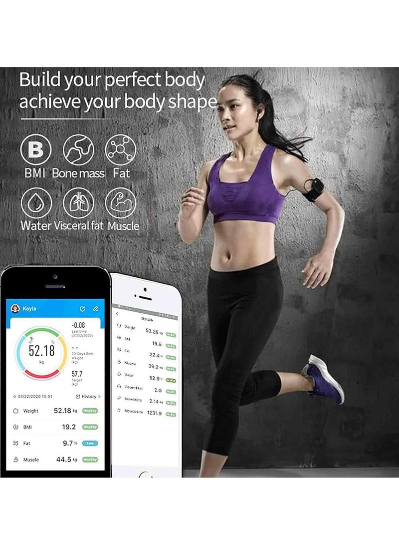 KUYING Bluetooth Scale, wireless smart digital glass platform BMI scale, body fat scale, Weight analyzer (smartphone app and Bluetooth) (white) - Image 2