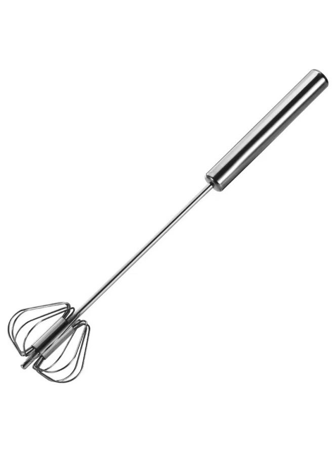 Stainless Steel Semi-automatic Egg Beater Manual Press Cream Mixer Home Kitchen Street Stall Egg Beater Use Kitchen Utensil-Color:Stainless Steel Original Color 12inch (88g)  - Image 1