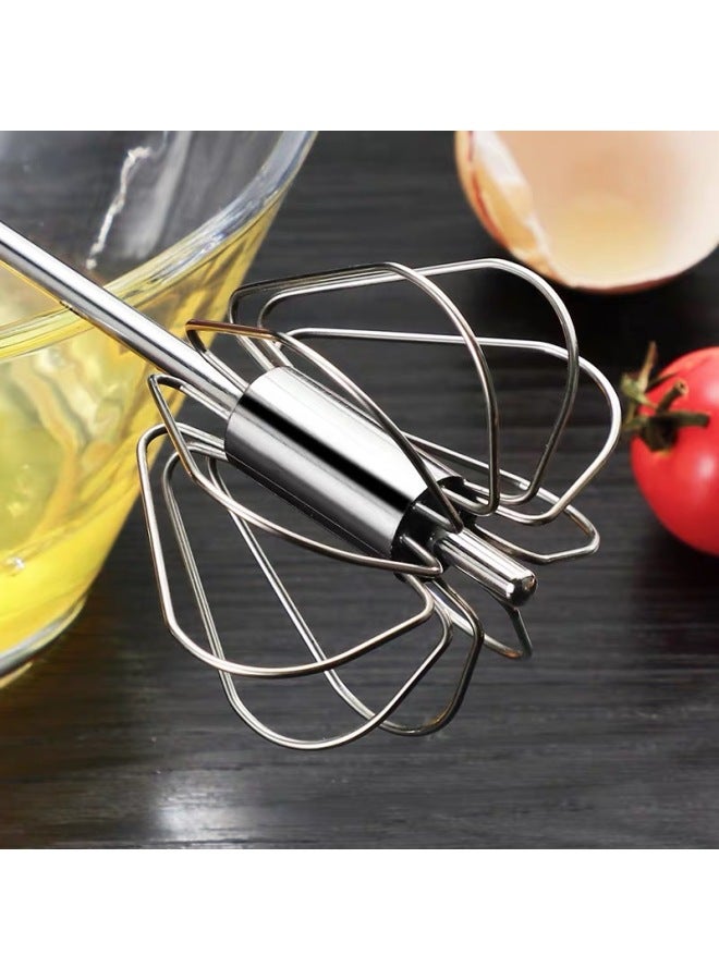 Stainless Steel Semi-automatic Egg Beater Manual Press Cream Mixer Home Kitchen Street Stall Egg Beater Use Kitchen Utensil-Color:Stainless Steel Original Color 12inch (88g)  - Image 5