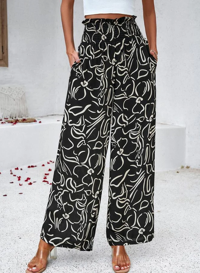 Take Two All Over Print Pants with Elasticated Waist by Styli
