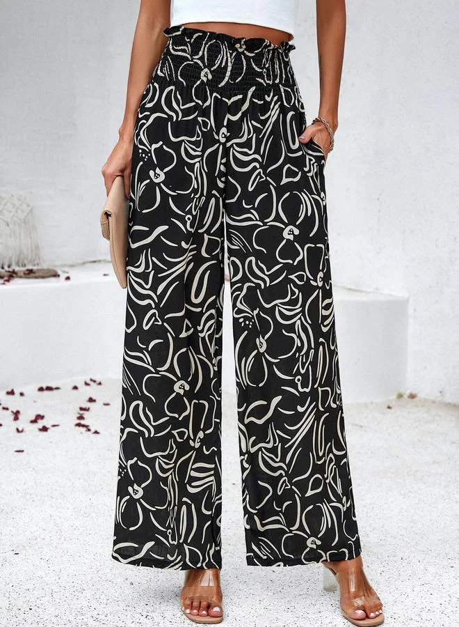 Take Two All Over Print Pants with Elasticated Waist by Styli