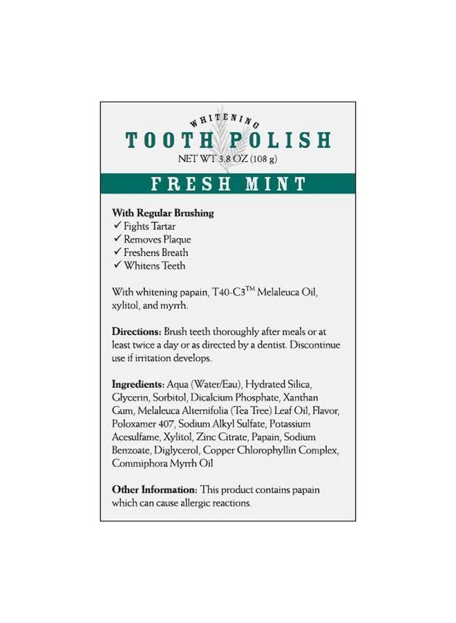 Melaleuca Whitening Tooth Polish Paste without Fluoride 3.8oz - Fresh Mint - Image 2
