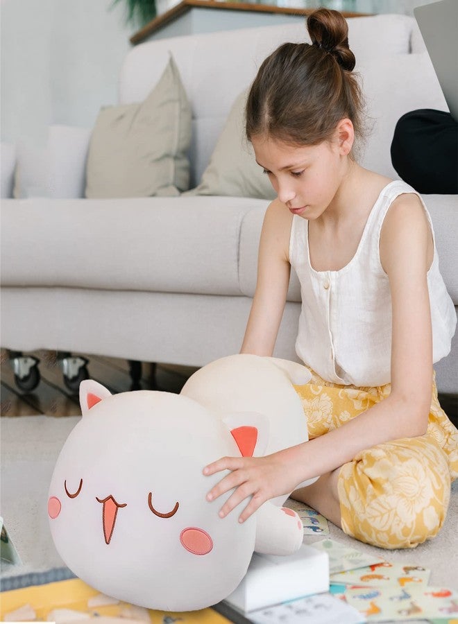 FUYU YUFU Cat Stuffed Animals, Soft Cat Plush Pillow Kawaii Kitten Stuffed Animal Toy Gifts for Kids Boys Girls Room Decor (White Squinted Eyes,15in/37cm) - Image 3