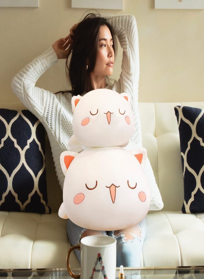 FUYU YUFU Cat Stuffed Animals, Soft Cat Plush Pillow Kawaii Kitten Stuffed Animal Toy Gifts for Kids Boys Girls Room Decor (White Squinted Eyes,15in/37cm) - Image 4