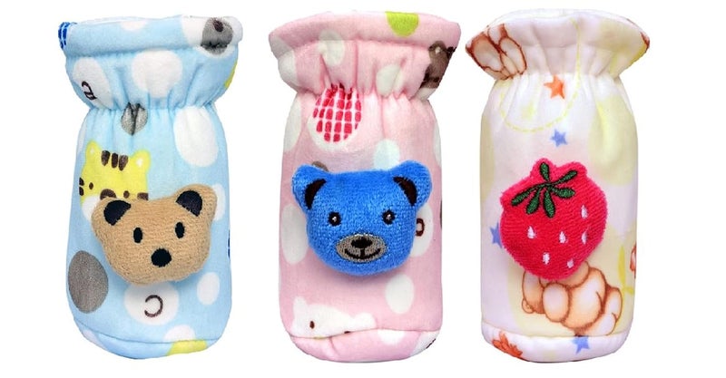 Alya The Cheeky Kidzz Pack Of 3 New Born Baby Nursing Feeding Bottle Cover With Soft Stretchable Velvet Attractive Cartoon DesignIBaby Milk Feeder Bottle Cover 150 Ml-200 Ml(0-2 Years)(Design 6) - Image 1