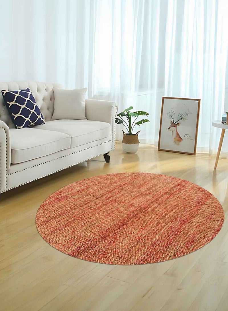 EVELYN - JUTE RUG - 120 CM ROUND- ORANGE - Image 1
