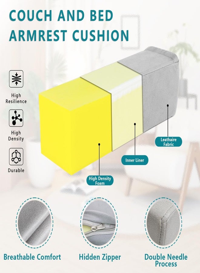 M Mute Touch 2PCS Sofa Bed Armrest Cushion, Leathaire Waterproof Cover, Thicken Support Pillow, Rectangular Headboard Cushion Gap Filler (5.9x5.9x19.7 in, Medium Grey) - Image 2