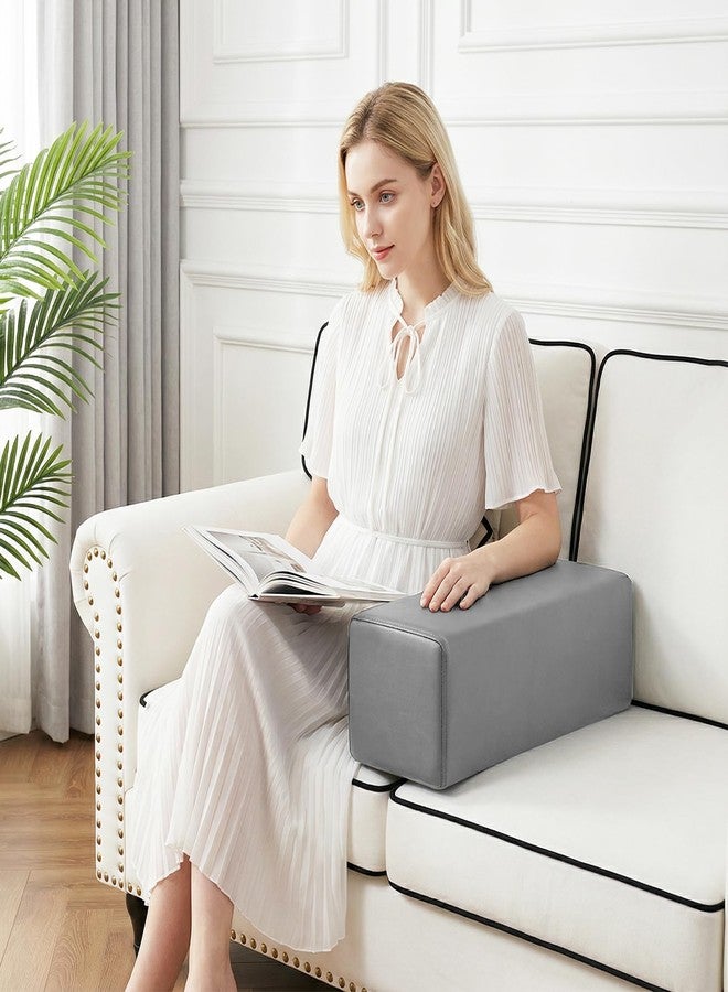 M Mute Touch 2PCS Sofa Bed Armrest Cushion, Leathaire Waterproof Cover, Thicken Support Pillow, Rectangular Headboard Cushion Gap Filler (5.9x5.9x19.7 in, Medium Grey) - Image 3