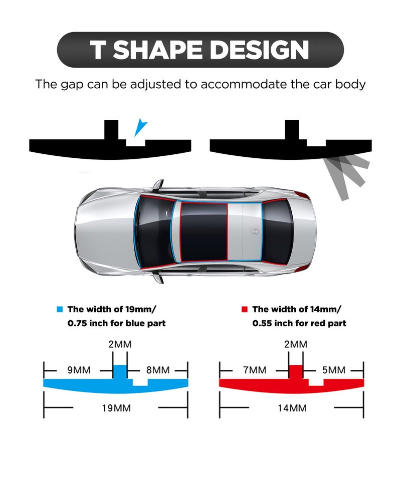 SUJADE YAKEFLY 2-Piece Windshield Rubber Seal, 22 Ft Weather Stripping T-Shape Sealing Strip for Car Front Rear Windshield - Image 3