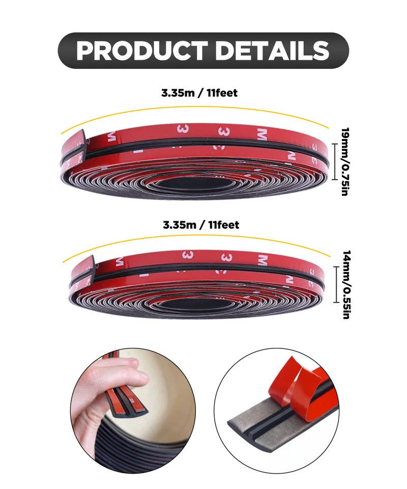 SUJADE YAKEFLY 2-Piece Windshield Rubber Seal, 22 Ft Weather Stripping T-Shape Sealing Strip for Car Front Rear Windshield - Image 2