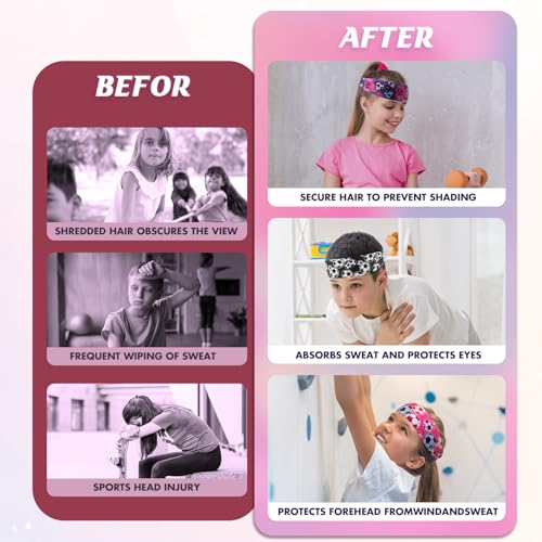 WAWSAM Kids Sports Headbands for Boys Girls - 3 Pack Soccer Sweatbands for Kids, Athletic Headbands for Running, Basketball, Football, and Outdoor Play, Ages 4-9 (Pink&Yellow&Purple) - Image 4
