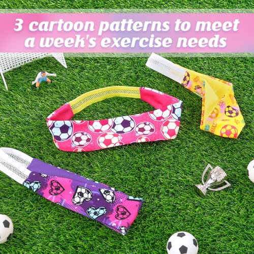 WAWSAM Kids Sports Headbands for Boys Girls - 3 Pack Soccer Sweatbands for Kids, Athletic Headbands for Running, Basketball, Football, and Outdoor Play, Ages 4-9 (Pink&Yellow&Purple) - Image 5