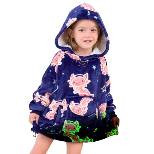 GEULAY Wearable Blanket Hoodie Glow in the Dark Axolotl blankets Warm Cozy Axolotl Gifts Toys for 26 Year Old Cute Oversized Sweatshirt Throw Blanket - Image 1