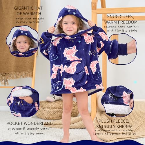 GEULAY Wearable Blanket Hoodie Glow in the Dark Axolotl blankets Warm Cozy Axolotl Gifts Toys for 26 Year Old Cute Oversized Sweatshirt Throw Blanket - Image 3