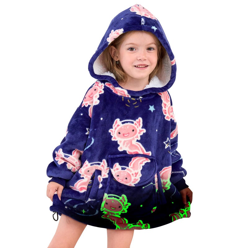 GEULAY Wearable Blanket Hoodie Glow in the Dark Axolotl blankets Warm Cozy Axolotl Gifts Toys for 26 Year Old Cute Oversized Sweatshirt Throw Blanket - Image 2