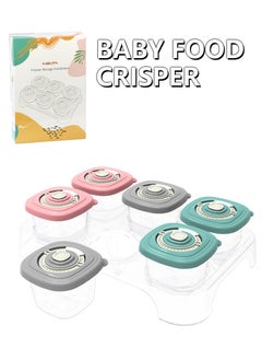 Timed complementary food box, storage box, sealed fresh-keeping box, compartmentalized storage box, cutlery box, portable - six pack mixed color 120ML - with tray