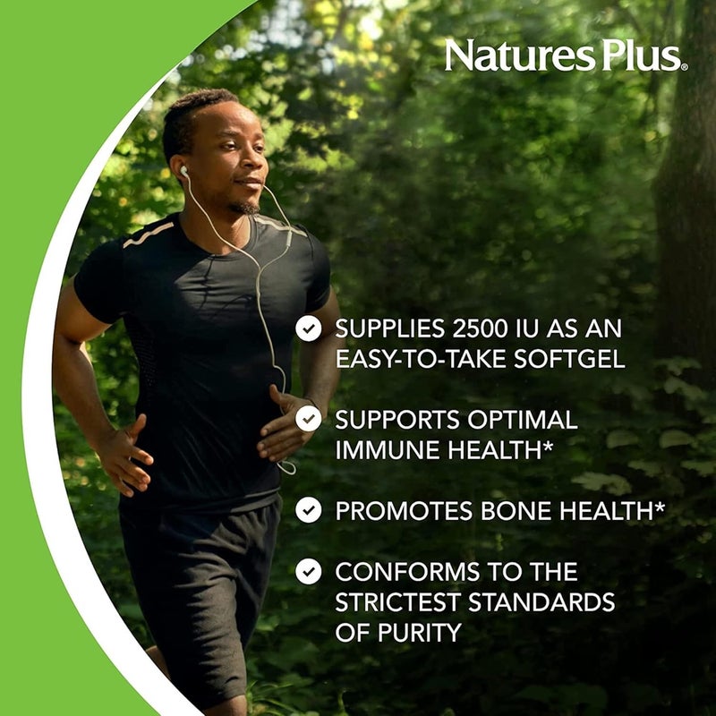 Natures Plus NaturesPlus Vitamin D3 2500 IU Active Vitamin D Supplement Immune Support Bone Muscle and Teeth Health Easy to Swallow One A Day Gluten Free 90 Softgels - Image 5