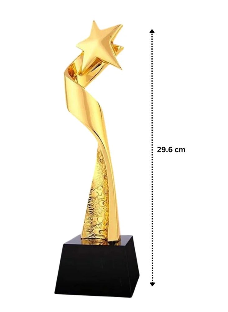 Spall Gold Star Trophy – 29.6cm with Black Marble Base | Elegant Award for Achievements & Competitions - Image 2