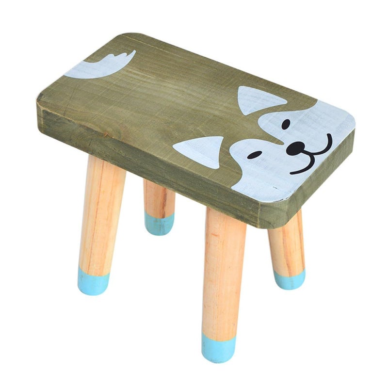 Solid Wood Cartoon Animal Stool For Bedroom Playroom Cute Natural Step Stool - Image 2