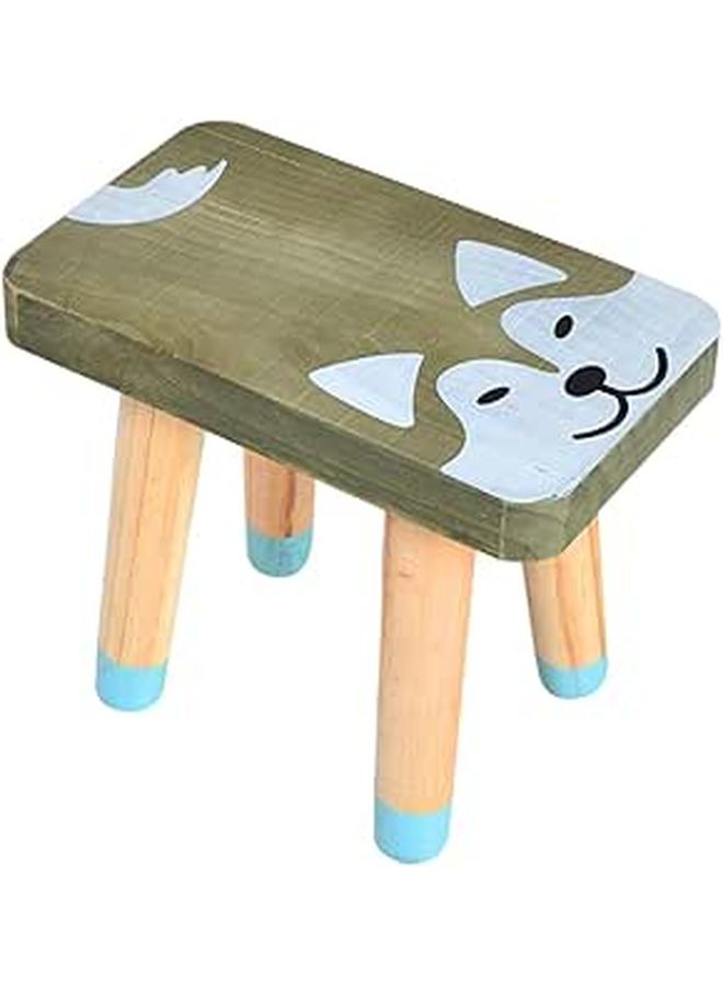 Solid Wood Cartoon Animal Stool For Bedroom Playroom Cute Natural Step Stool - Image 1