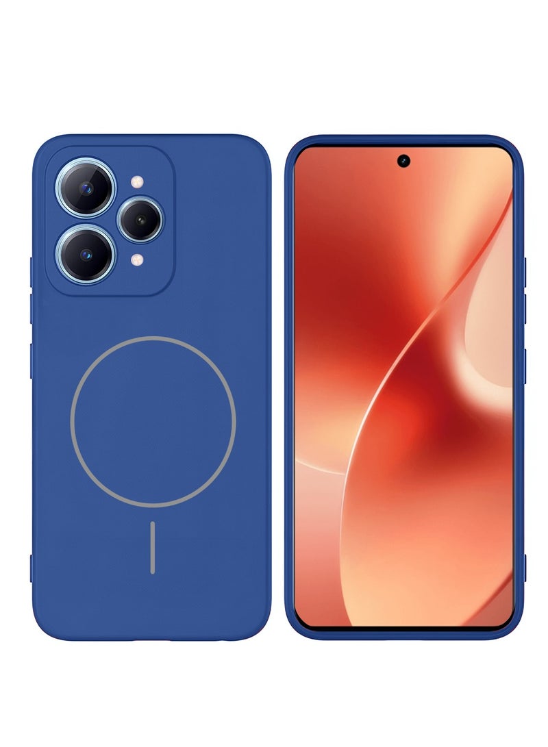 دبليو تيك ريل مي 15 5G 2025 / ريل مي 15 برو 5G 2025 غلاف غطاء سليكون سائل فاخرة متوافق مع حلقة ماغسيف رفيعة (MCMPMN) - أزرق بحري - Image 1