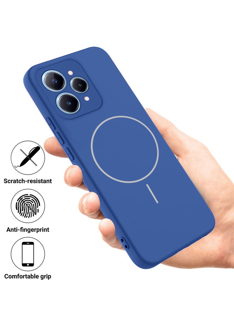 دبليو تيك ريل مي 15 5G 2025 / ريل مي 15 برو 5G 2025 غلاف غطاء سليكون سائل فاخرة متوافق مع حلقة ماغسيف رفيعة (MCMPMN) - أزرق بحري - Image 2