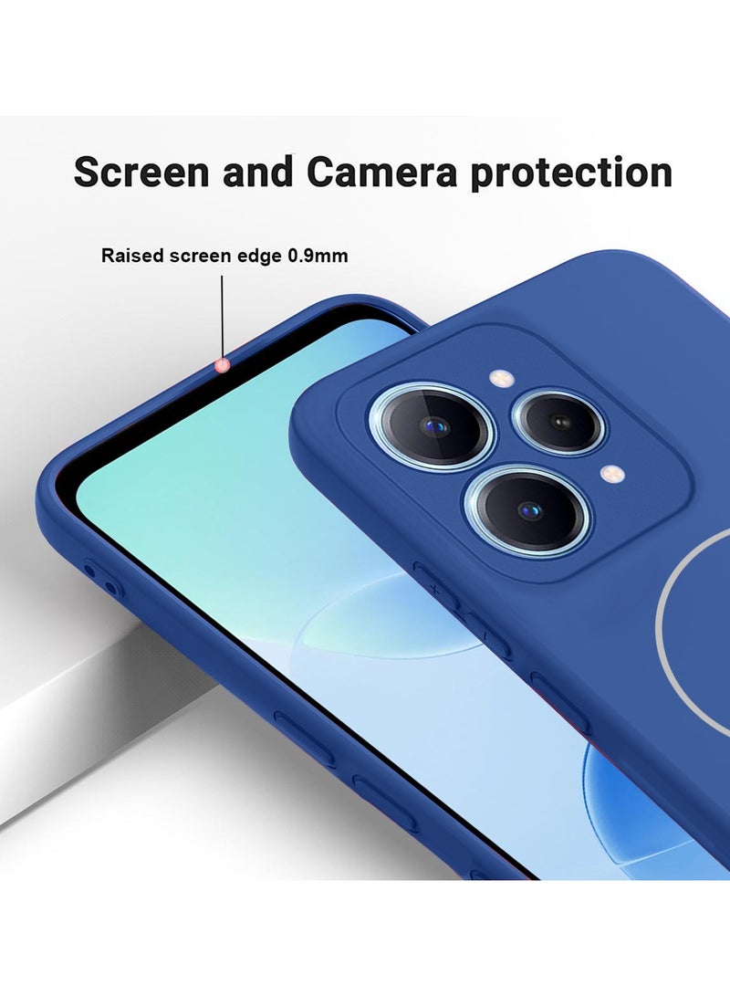 دبليو تيك ريل مي 15 5G 2025 / ريل مي 15 برو 5G 2025 غلاف غطاء سليكون سائل فاخرة متوافق مع حلقة ماغسيف رفيعة (MCMPMN) - أزرق بحري - Image 4