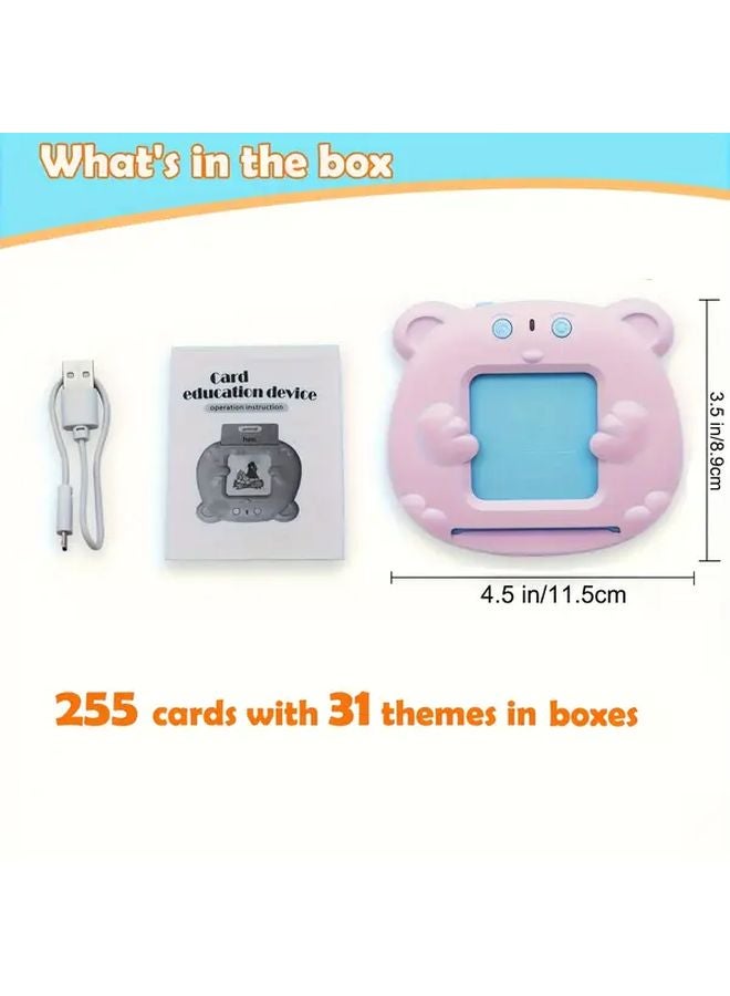 Pink Spanish English Bilingual Talking Flash Cards Vocabulary Learning Sensory Toys - Image 2