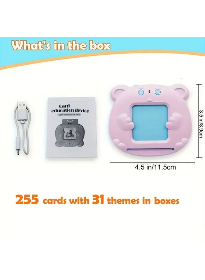 Pink Spanish English Bilingual Talking Flash Cards Vocabulary Learning Sensory Toys - Image 1