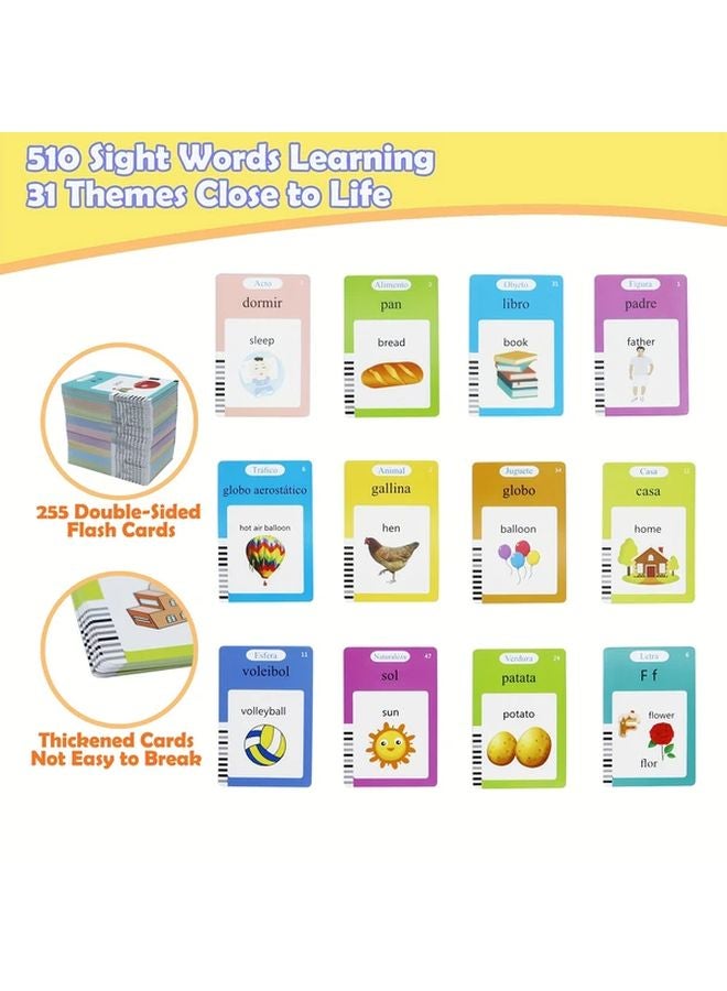 Pink Spanish English Bilingual Talking Flash Cards Vocabulary Learning Sensory Toys - Image 3