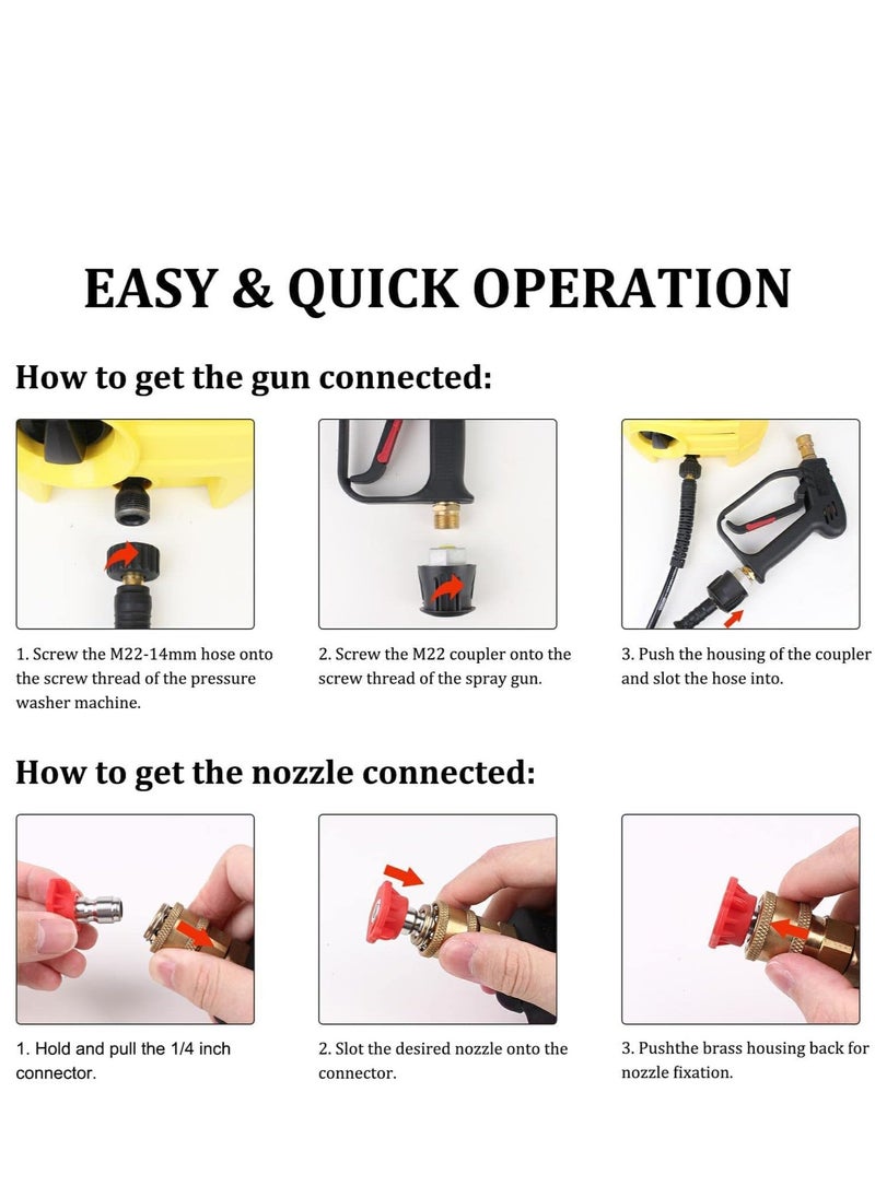 Generic 4000 PSI Pressure Washer Gun with 5 Interchangeable Spray Nozzles, Jet Washing Gun with one quarter Inch Quick Connection and M22 Coupling  - Image 5