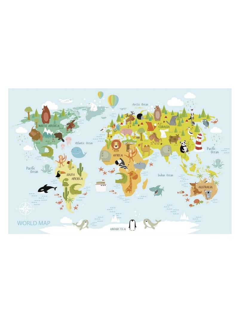 Paper Plane Design Paper Plane Design World Map For Kids With Animals Of The World Wall Decal (60 X 90 Cm) 