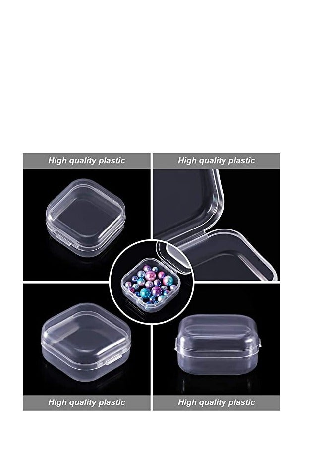 SYOSI صناديق حاوية، 6 عبوة صغيرة من حاويات التخزين البلاستيكية الشفافة مع أغطية مفصلية للتنظيم، صناديق تخزين خرز مصغرة للمجوهرات، والأدوات، والحرف، والأدوية، والخرز الصغير (1.37 x 1.37 x 0.7 بوصة) - Image 2