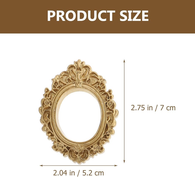 10pcs Vintage Resin Photo Frame Props Oval Gold and Cream Picture Frame DIY Craft Materials for Jewelry Display and Home Décor Accessories - Image 2